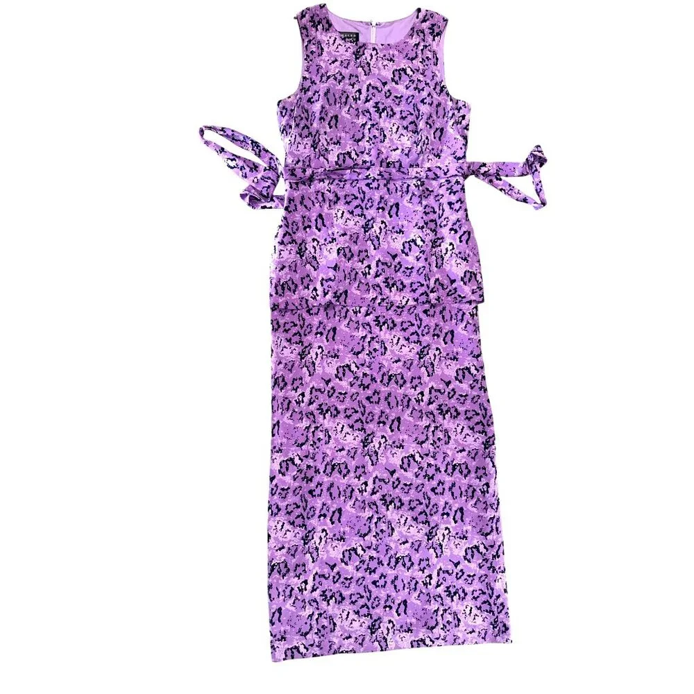 All Silk Vintage Dress by Spencer Jeremy 8 Purple Abstract Print Maxi Cocktail - Picture 7 of 11